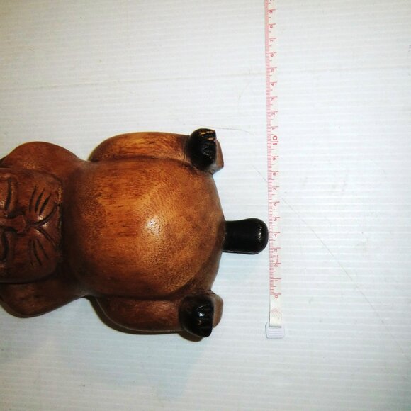 WD1 - SOLID Carved WOOD CAT Vintage Cat Art Paperweight Carved Fish Collection - Picture 9 of 10